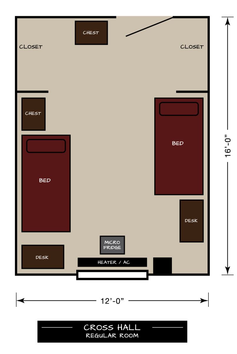 Cross Hall Floor Plan - Regular Room
